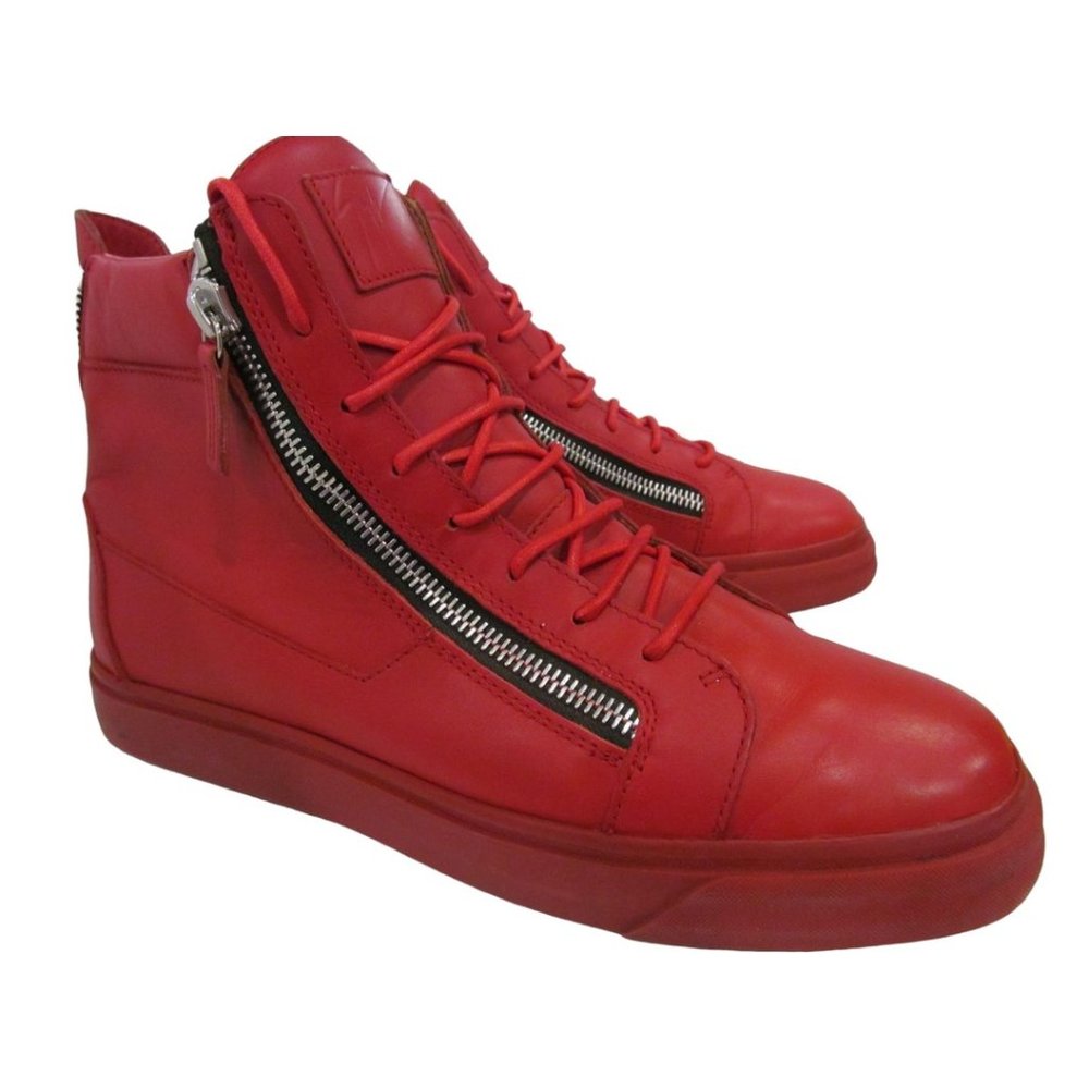 GIUSEPPE ZANOTTI Mens Red Leather High Top Italian SNEAKERS / SHOES Sz 46 / US13